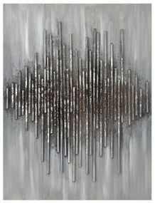 Πίνακας Σε Καμβά Gaze 2 018724 90x120xH3,5cm Grey-Silver Κάθετοι Ξύλο,Καμβάς