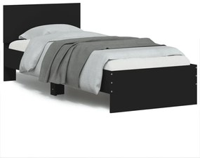 vidaXL Πλαίσιο Κρεβατιού με Κεφαλάρι &amp; λυχνίες LED Μαύρο 75 x 190 εκ.