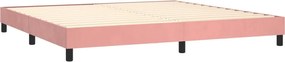 vidaXL Κρεβάτι Boxspring με Στρώμα Ροζ 200x200 εκ. Βελούδινο