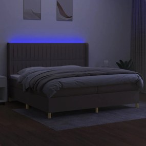 vidaXL Κρεβάτι Boxspring με Στρώμα &amp; LED Taupe 200x200 εκ. Υφασμάτινο