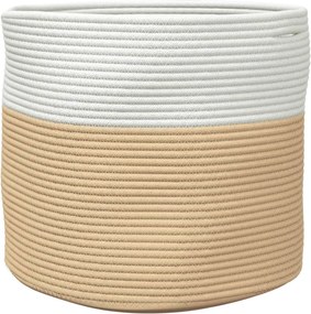 vidaXL Καλάθι Αποθήκευσης Μπεζ και Λευκό Ø40 x 35 εκ. Βαμβακερό