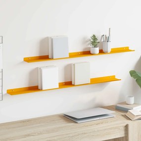 vidaXL Πλωτό ράφι 2 pcs Χαμομηλί κίτρινο 100 x 9 x 2,5 εκ Ατσάλι