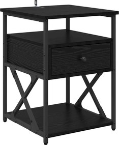 vidaXL Κομοδίνο Μαύρη Οξυά 40 x 42 x 55 εκ Επεξεργασμένο Ξύλο