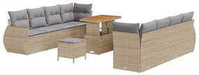vidaXL Σετ Καναπέ Κήπου με αποθήκευση 11 pcs Μπεζ Πολυ ράταν