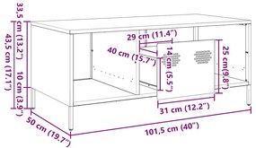 Τραπεζάκι Σαλονιού Μαύρο 101,5x50x43,5 εκ. Χάλυβα Ψυχρής Έλασης - Μαύρο