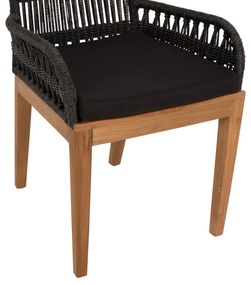 Καρέκλα - Πολυθρόνα STARDOM C9760.02 Μελί Ξύλο Teak με Μαύρο Σχοινί 57x65x83Yεκ. 57x65x83 εκ.