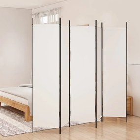 Διαχωριστικό Δωματίου με 5 Πάνελ Λευκό 250x200 εκ. από Ύφασμα - Λευκό