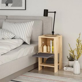 Κομοδίνο Ema Megapap χρώμα φυσικό οξιάς - ανθρακί 30x30x55εκ.