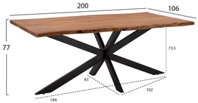 ΤΡΑΠΕΖΙ ΤΡΑΠΕΖΑΡΙΑΣ MONTANA SUPERIOR ΜΑΣΙΦ ΑΚΑΚΙΑΣ HM8716.11 200x85-110x77Υεκ.