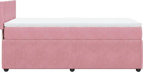 vidaXL Κρεβάτι Boxspring με Στρώμα Ροζ 90x200 εκ. Βελούδινο