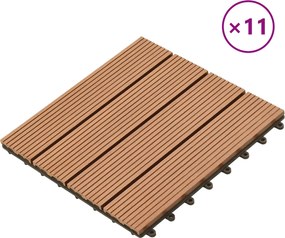 vidaXL Πλάκα Κατασκευής 11 pcs Καφέ 30 x 30 cm WPC