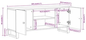 Έπιπλο Τηλεόρασης Καφέ/Μαύρο 105x33,5x46 εκ. Μασίφ Ξύλο Μάνγκο - Καφέ