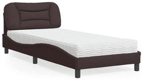 vidaXL Κρεβάτι με Στρώμα Σκούρο Καφέ 90x200 εκ. Υφασμάτινο