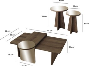 Coffee Table Set Luna 4 - Bronzie, Walnut Bronzie
Walnut