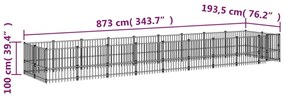 vidaXL Κλουβί Σκύλου Εξωτερικού Χώρου 16,89 μ² από Ατσάλι