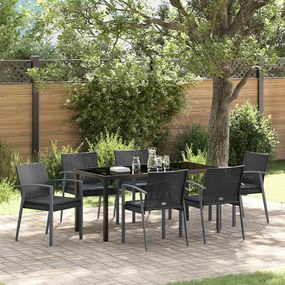 vidaXL Σέτ φαγητού για κήπο 7 pcs Μαύρο Πολυ ράταν