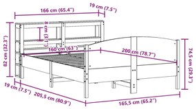 Σκελετός Κρεβατιού Χωρίς Στρώμα 160x200 εκ Μασίφ Ξύλο Πεύκου - Καφέ