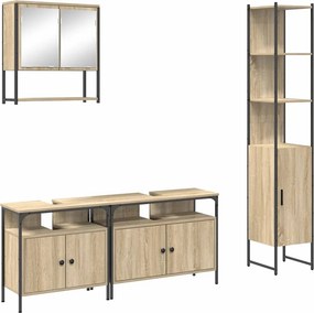 vidaXL Σετ Επίπλων Μπάνιου 4 pcs Δρύς Sonoma Επεξεργασμένο ξύλο