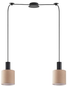 Φωτιστικό Οροφής  SE21-BL-4-BL2-SH3 ADEPT TUBE Black Pendant Brown Fabric Shade+ - 51W - 100W - 77-8522