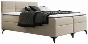 Κρεβάτι continental Baltimore 134, Διπλό, Continental, Ανοιχτό καφέ, 180x200, Οικολογικό δέρμα, Τάβλες για Κρεβάτι, 184x208x115cm, 127 kg, Στρώμα: Ναι