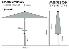 Madison Ομπρέλα Κήπου Tenerife Στρογγυλή Γκρι 300 εκ. - Γκρι