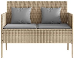 vidaXL Πάγκος Κήπου Μπεζ από Συνθετικό Ρατάν με Μαξιλάρια