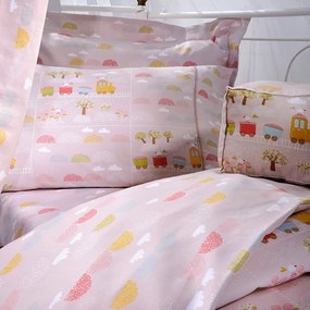 Πάντα Βρεφική ΣΧ.123 Pink-Multi Down Town 60x67x60+40cm 100% Βαμβακοσατέν