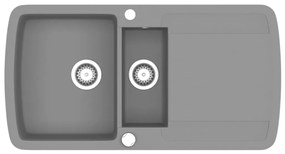 vidaXL Νεροχύτης με Διπλή Γούρνα Γκρι Γρανιτένιος