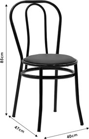 Καρέκλα Βιέννης I pakoworld pu μαύρο-μέταλλο λευκό