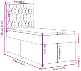 Κρεβάτι Boxspring με Στρώμα Σκούρο Καφέ 80x200 εκ. Υφασμάτινο - Καφέ