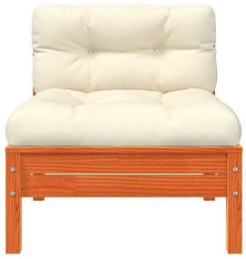 vidaXL Καναπές Κήπου Χωρίς Μπράτσα Καφέ Κεριού Μασίφ Πεύκο +Μαξιλάρια