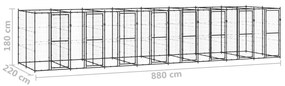 Κλουβί Σκύλου Εξωτερικού Χώρου 19,36 μ² από Ατσάλι - Μαύρο