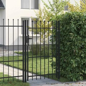 vidaXL Καγκελόπορτα Μονή με Ακίδες Μαύρη 1 x 1,5 μ. Ατσάλινη