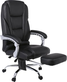 BF8550 Massage Relax Πολυθρόνα Γραφείου Διευθυντή, Βάση Χρώμιο με Υποπόδιο, Pu  Μαύρο   1τμχ