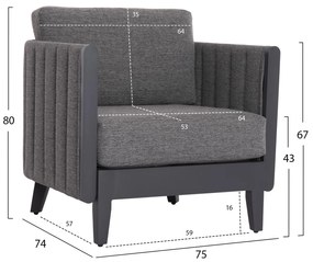 Σετ Κήπου Σαλόνι LARRY 4 τεμ Αλουμινίου Γκρί με Μαξιλάρια