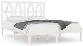 vidaXL Πλαίσιο Κρεβατιού Λευκό 150 x 200εκ Μασίφ Ξύλο Πεύκου King Size