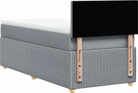 vidaXL Κρεβάτι Boxspring με Στρώμα Ανοιχτό Γκρι 100x200 εκ. Υφασμάτινο