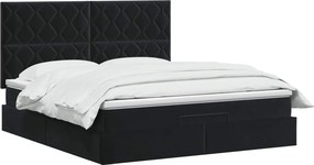 vidaXL Κρεβάτι Ottoman με στρώμα Μαύρο 180 x 200 cm Βελούδο