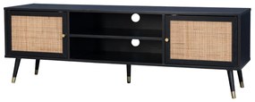 VIENNA TV STAND ΜΑΥΡΟ ΜΕ RATTAN 150x39xH49cm - Μελαμίνη - 05-0565