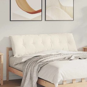 vidaXL Μαξιλάρι Πλάτης Κρεμ 160 x 50 cm Υφασμάτινο Κορντουρά