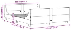 Σκελετός Κρεβ. Χωρίς Στρώμα Καφέ Κεριού 120x190 εκ Μασίφ Πεύκο - Καφέ