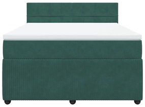 vidaXL Κρεβάτι Boxspring με Στρώμα Σκούρο Πράσινο 160x200εκ. Βελούδινο