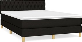 vidaXL Κρεβάτι Boxspring με Στρώμα Μαύρο 140x190 εκ. Υφασμάτινο