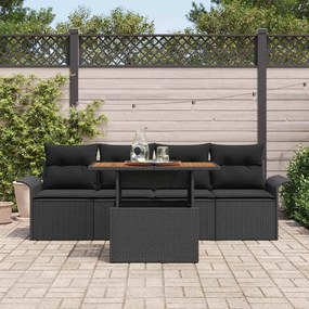 vidaXL Σετ Καναπέ Κήπου με αποθήκευση 5 pcs Μαύρο Πολυ ράταν