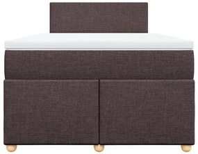 vidaXL Κρεβάτι Boxspring με Στρώμα Σκούρο Καφέ 120x190 εκ Υφασμάτινο