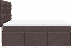 vidaXL Κρεβάτι Boxspring με Στρώμα Σκούρο Καφέ 140x200 εκ Υφασμάτινο