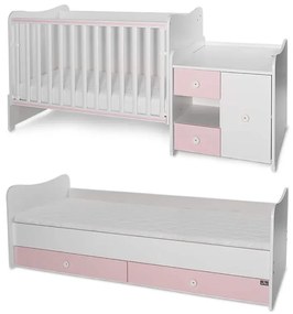 Πολυμορφικό βρεφικό κρεβάτι Mini Max  White + Pink 10150500038A Lorelli