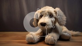 Intra Συλλεκτικό Ξύλινο Παζλ Plywood 4mm - Χνουδωτό λούτρινο σκυλί που κάθεται στο πάτωμα Σε Ξύλινο Κουτί - Διαστάσεις: 10x10 cm – 25 κομμάτια