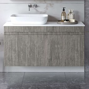 Έπιπλο Μπάνιου Πάγκος Με Νιπτήρα Omega Top S3BOMT120BE 122x47,5x60cm Ash Πορσελάνη,Μελαμίνη