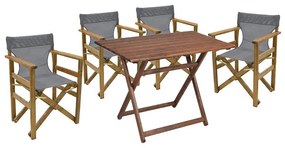 Dining table Retto set of 5 pieces solid beech wood walnut-grey whihte 100x60x71cm 100x100x71 εκ.